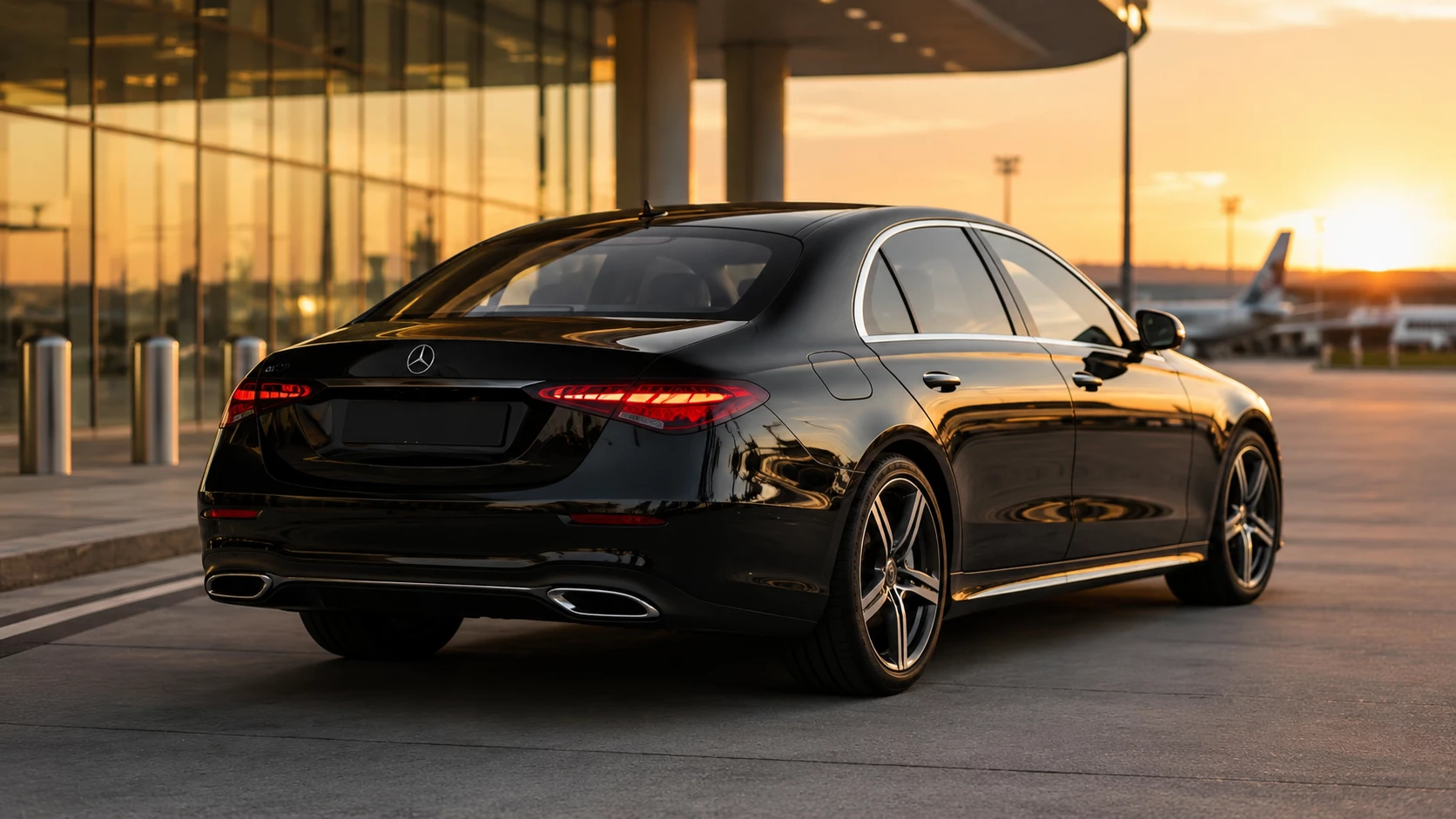 Black executive chauffeur vehicle for London City Airport transfers