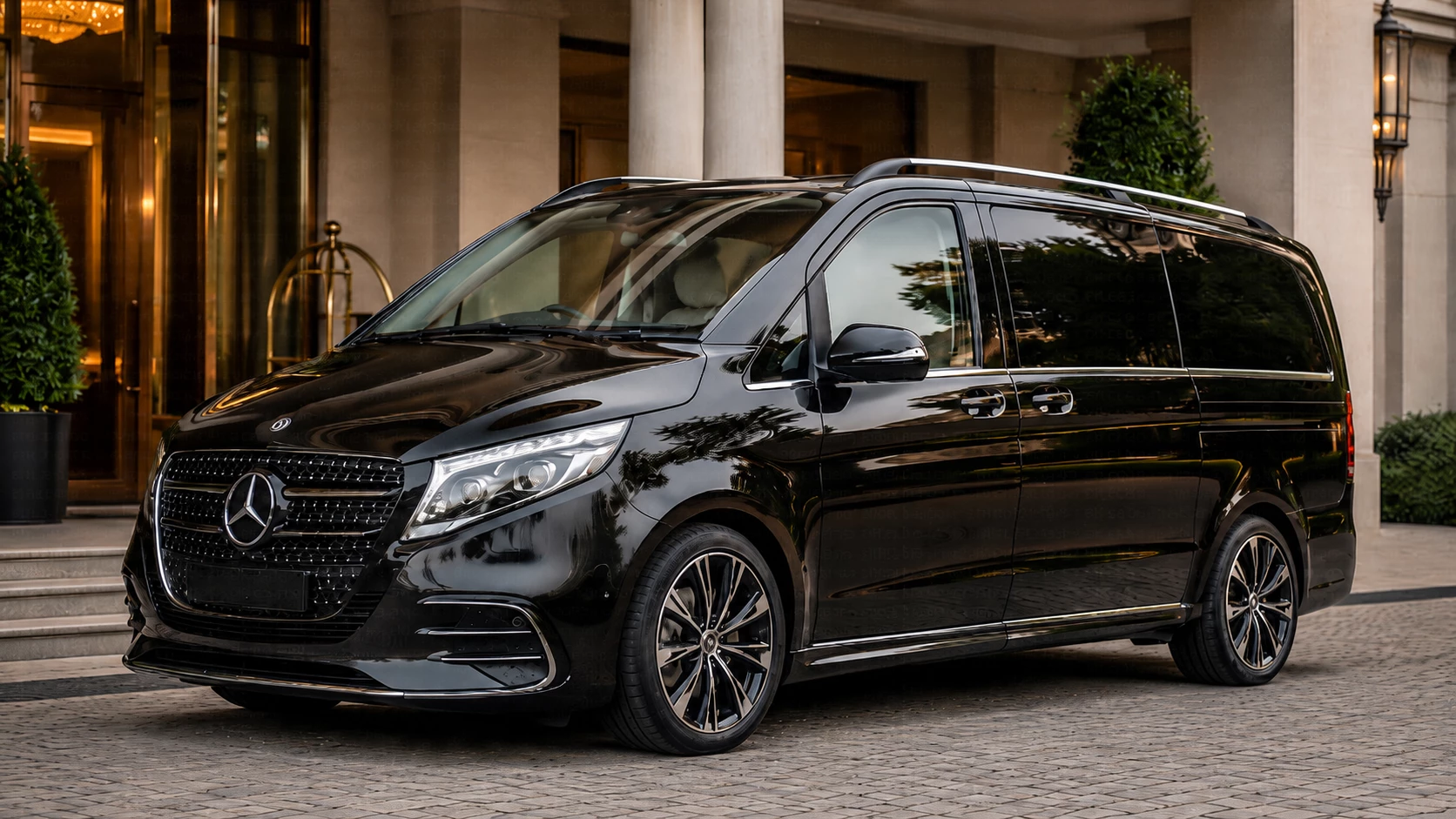 Black Mercedes-Benz V-Class executive people carrier